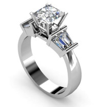1.40CT princess and taper cut diamonds engagement ring