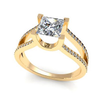 1.50CT princess and round cut diamonds engagement ring