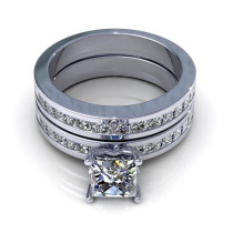 2.30CT princess cut diamonds bridal set