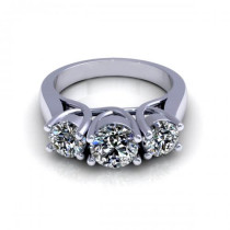 2.05CT round cut diamonds three stone ring