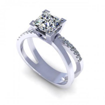 1.25CT princess and round cut diamonds engagement ring