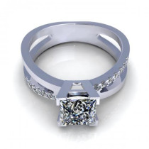 0.80CT princess and round cut diamonds engagement ring