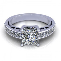 0.85CT princess and round cut diamonds engagement ring