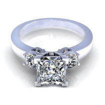 0.75CT princess and round cut diamonds engagement ring