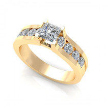 1.15CT princess and round cut diamonds engagement ring