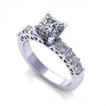1.40CT princess and round cut diamonds engagement ring