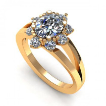 0.75CT oval and round cut diamonds engagement ring