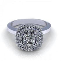 0.69CT cushion and round cut diamonds engagement ring