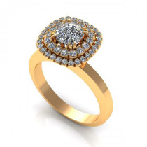0.69CT cushion and round cut diamonds engagement ring