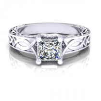 0.35CT princess cut diamonds solitaire ring