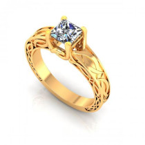 0.35CT princess cut diamonds solitaire ring