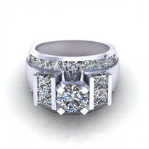 3.00CT round and princess cut diamonds engagement ring
