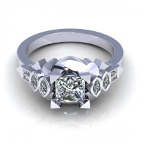 0.80CT princess and marquise and baguette cut diamonds engagement ring