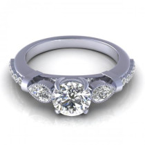 0.77CT round and pear cut diamonds engagement ring