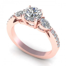 0.85CT round and pear cut diamonds engagement ring