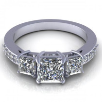 1.20CT princess and round cut diamonds engagement ring