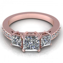 1.20CT princess and round cut diamonds engagement ring