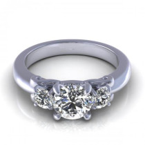 0.75CT round cut diamonds three stone ring