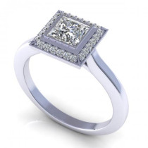 1.14CT princess and round cut diamonds engagement ring