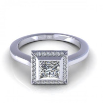0.49CT princess and round cut diamonds engagement ring