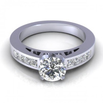 0.85CT round and princess cut diamonds engagement ring