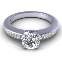 0.67CT round and princess cut diamonds engagement ring