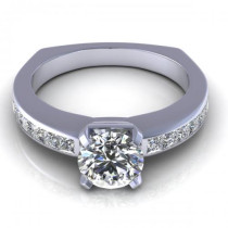 1.05CT round and princess cut diamonds engagement ring