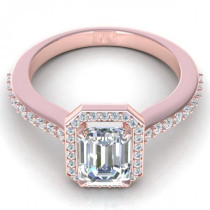 0.65CT emerald and round cut diamonds engagement ring