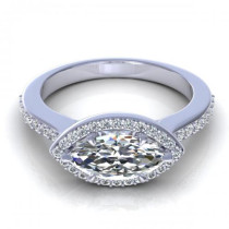 0.65CT marquise and round cut diamonds engagement ring