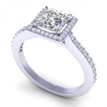 1.40CT princess and round cut diamonds engagement ring