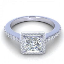 0.75CT princess and round cut diamonds engagement ring