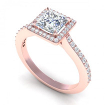 0.75CT princess and round cut diamonds engagement ring