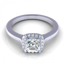 0.50CT ascher and round cut diamonds halo rings