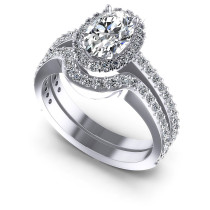 1.10CT Oval And Round Cut Diamonds Bridal Set