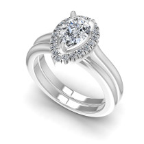 0.55CT Pear And Round Cut Diamonds Bridal Set