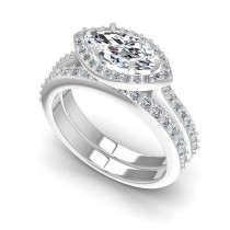 0.90CT Marquise And Round Cut Diamonds Bridal Set