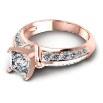 1.00CT Princess And Round Cut Diamonds Engagement Rings