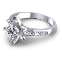 0.60CT Princess And Round Cut Diamonds Engagement Rings