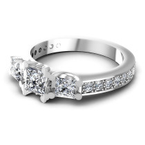 1.01CT Princess And Round Cut Diamonds Three Stone Ring