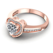 0.65CT Heart And Round Cut Diamonds Halo Ring