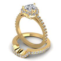 1.10CT Round And Heart Cut Diamonds Bridal Set