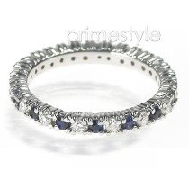 1.40CT Round Cut Diamonds and Sapphires Eternity Band