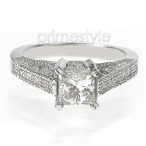 1.80CT Princess and Round Cut Diamonds Engagement Ring