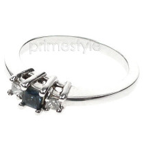 0.45CT Princess Cut Diamond and Sapphires Three Stone Ring
