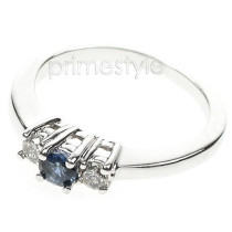 0.50CT Round Cut Sapphire and Diamonds Three Stone Ring