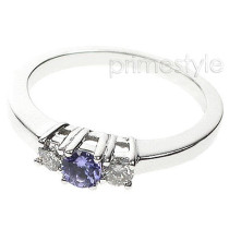 0.50CT Round Cut Tanzanite and Diamonds Three Stone Ring