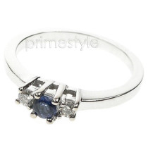 0.30CT Round Cut Sapphire and Diamonds Three Stone Ring
