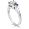 0.90CT Round Cut Diamond and Sapphires Three Stone Ring , picture number 1