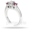 0.90CT Round Cut Diamond and Rubies Three Stone Ring , picture number 1