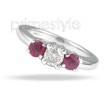 0.90CT Round Cut Diamond and Rubies Three Stone Ring , picture number 2